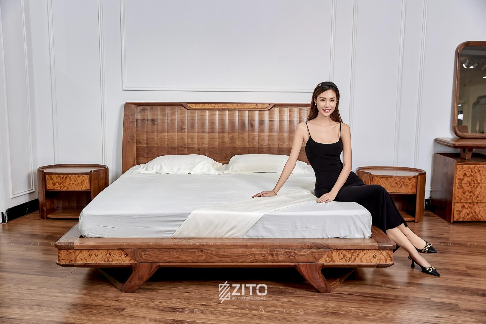 Thiết kế giường gỗ óc chó ZA 812 tối giản nhưng đầy cuốn hút, nâng tầm phòng ngủ thượng lưu